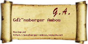 Günsberger Ambos névjegykártya